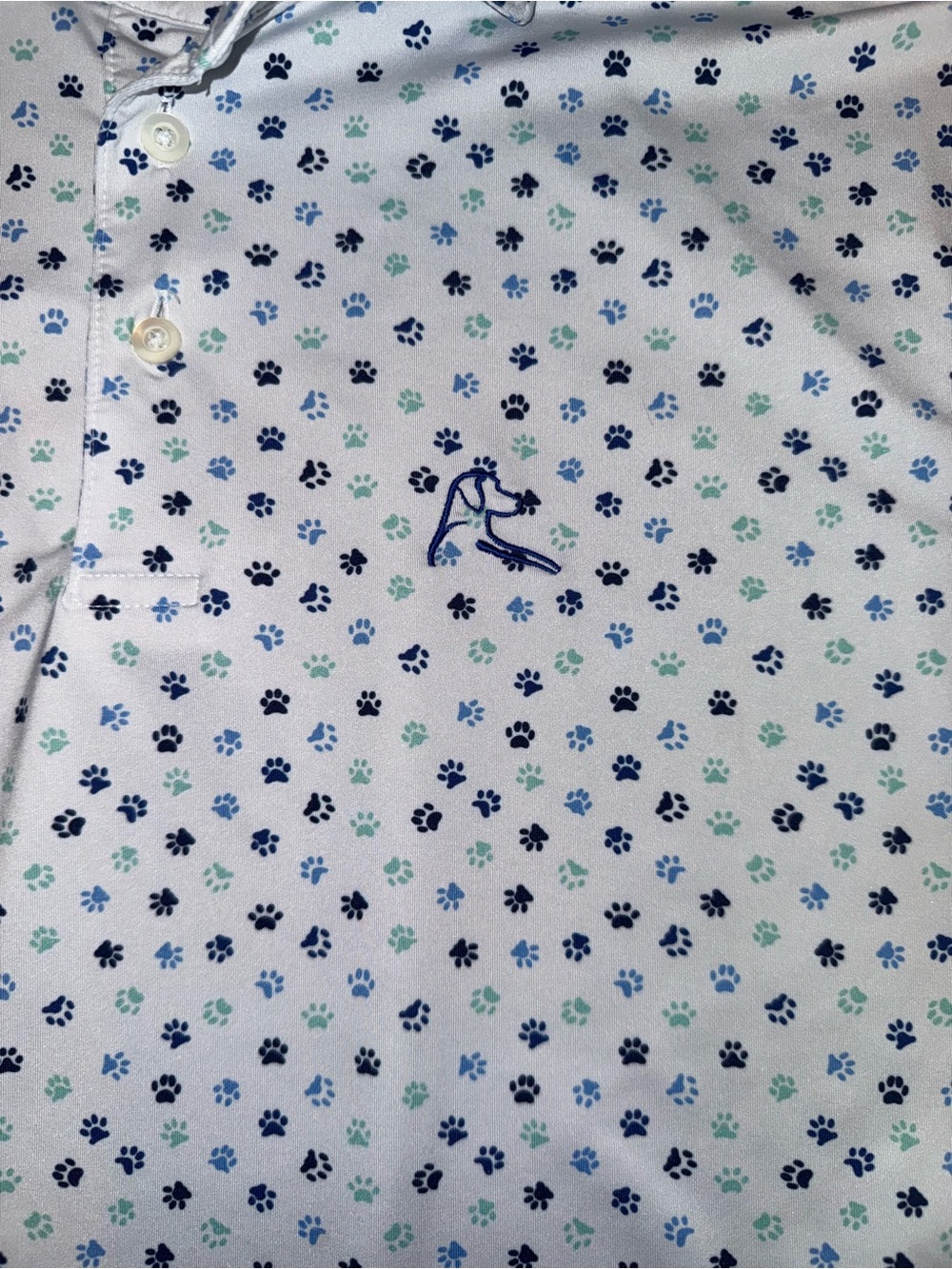 Rhoback | Multi-color Paw Print on White Polo | Size S - Picture 3 of 8
